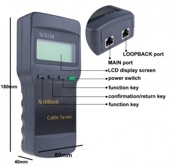 Сетевой Тестер Sc8108 Кабельный Витой пары RJ45